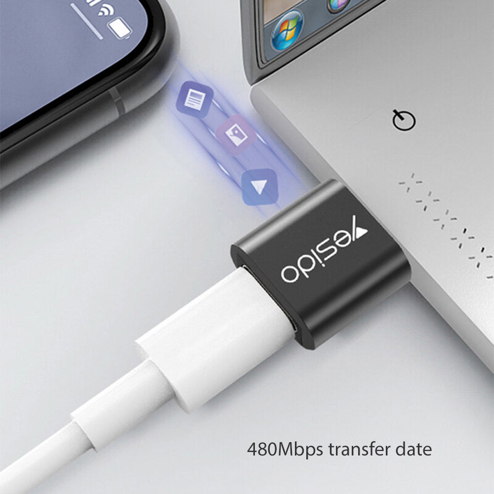 USB-C to USB-A Data and Charging Adapter Yesido GS09, Black