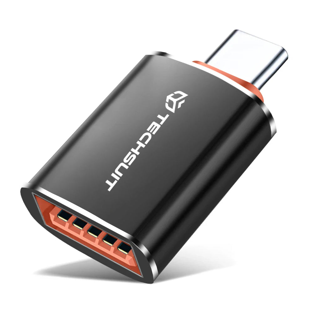 OTG USB-C to USB-A Techsuit A2 HyperPort Adapter, Black Orange