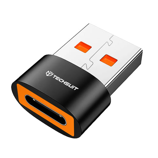 USB-C to USB-A Data and Charging Adapter Techsuit A4 HyperPort, Black Orange