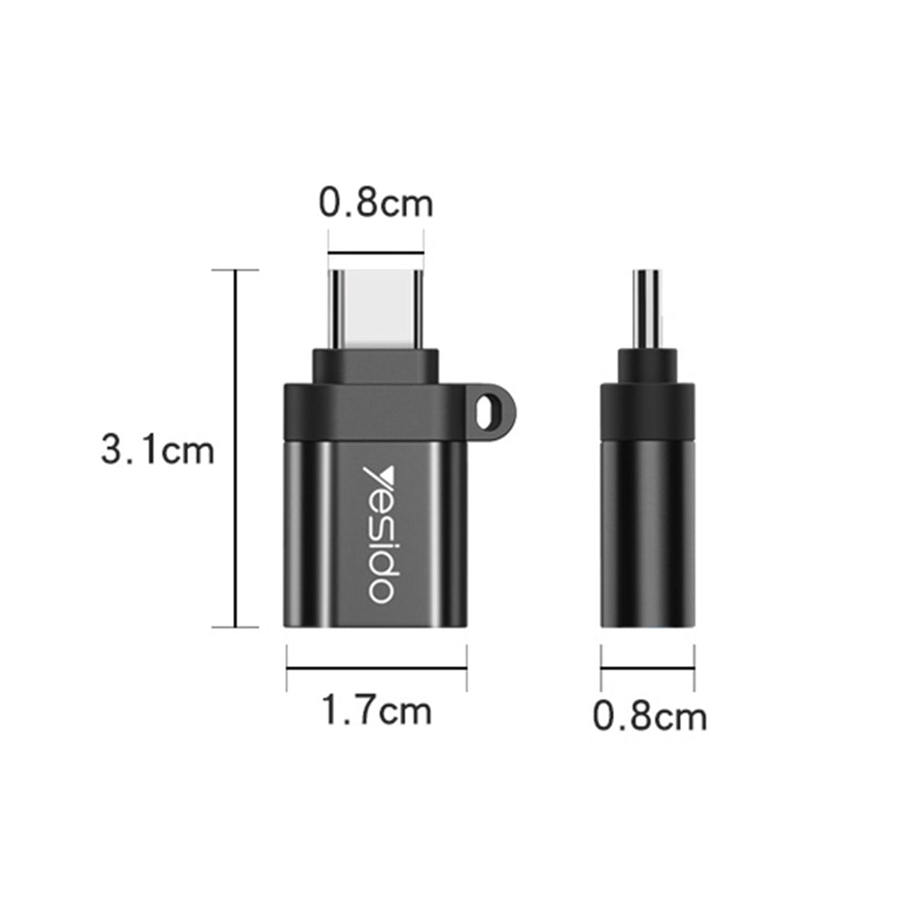 OTG USB-C to USB-A Adapter Yesido GS06, Black