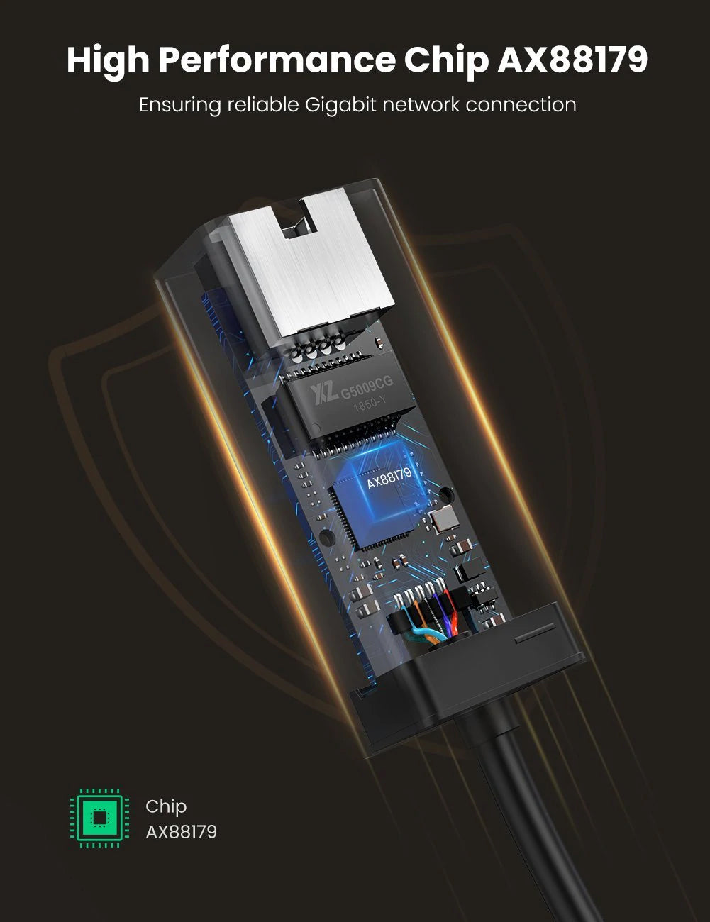 UGREEN CR111 Network Card, RJ45, USB 3.0, Black