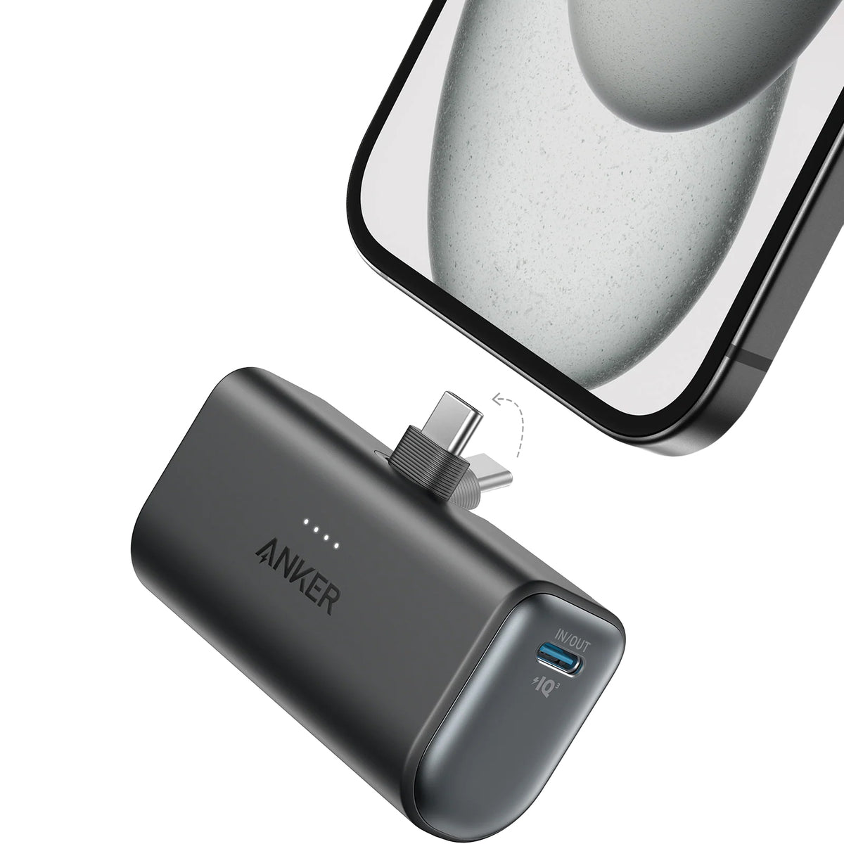 Anker Nano External Battery, 5000mAh, 22.5W, PD, 2 x USB-C, Black A1653H11