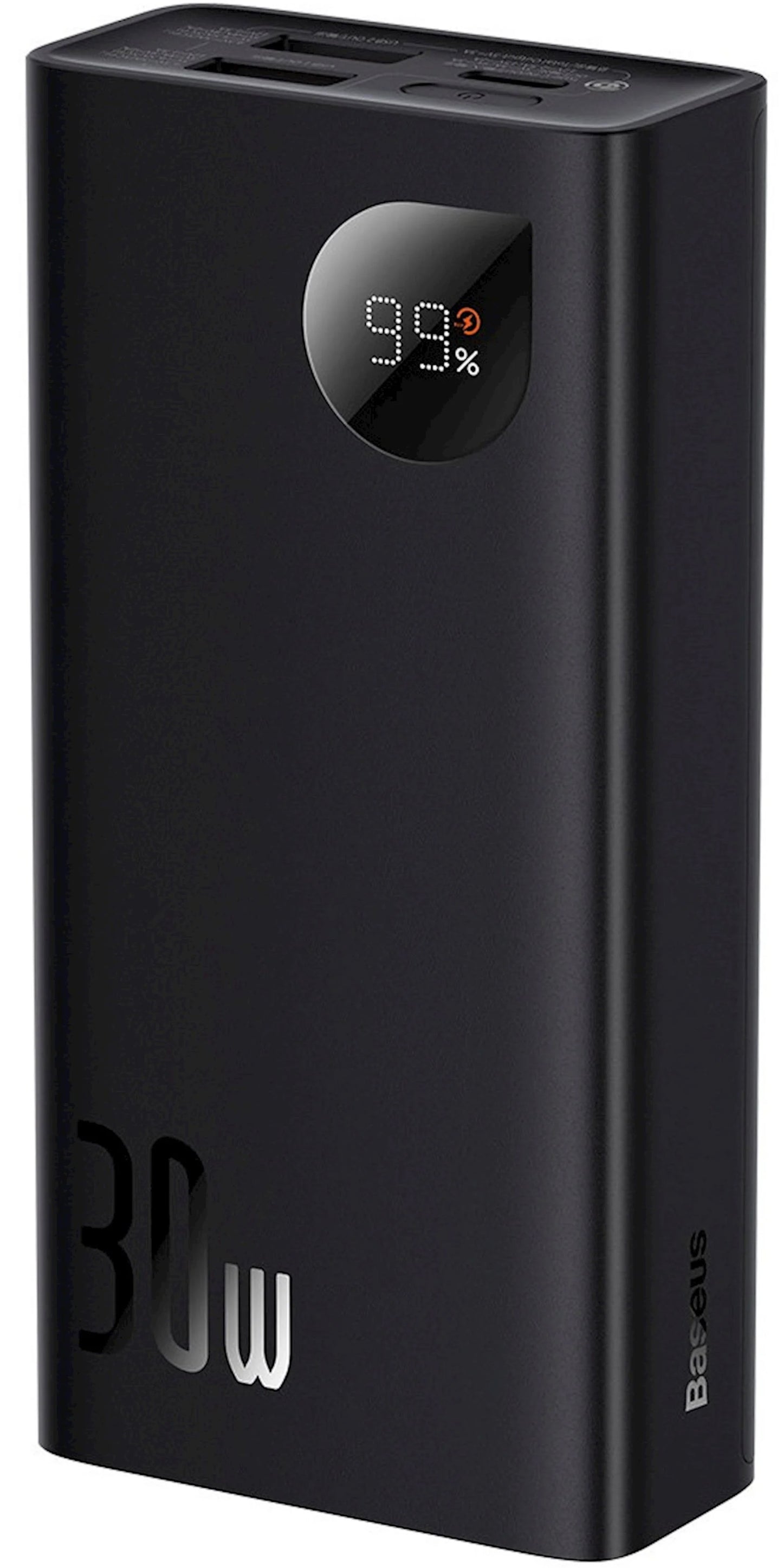 Baseus Adaman2 External Battery, 10000mAh, 30W, QC + PD, 1 x USB-C - 2 x USB-A, Black PPAD040101