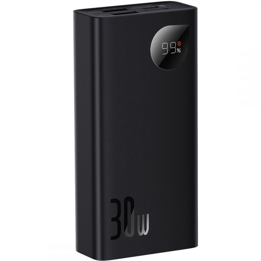 Baseus Adaman2 External Battery, 10000mAh, 30W, QC + PD, 1 x USB-C - 2 x USB-A, Black PPAD040101