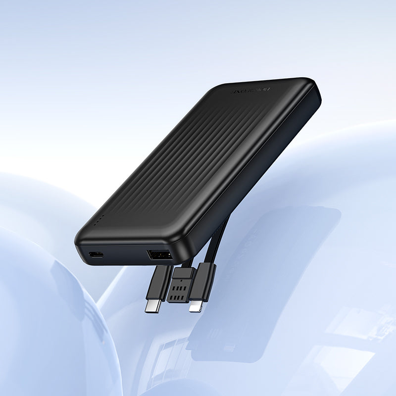 Borofone BJ79 Clever External Battery, 10000mAh, 10W, 1 x Lightning - 1 x USB-A - 1 x USB-C, Black