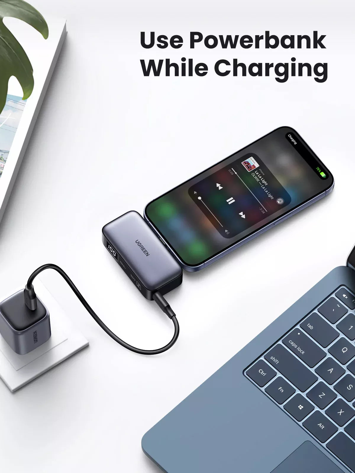 UGREEN PB503 External Battery, 5000mAh, 22.5W, PD, 1 x USB-C, Gray