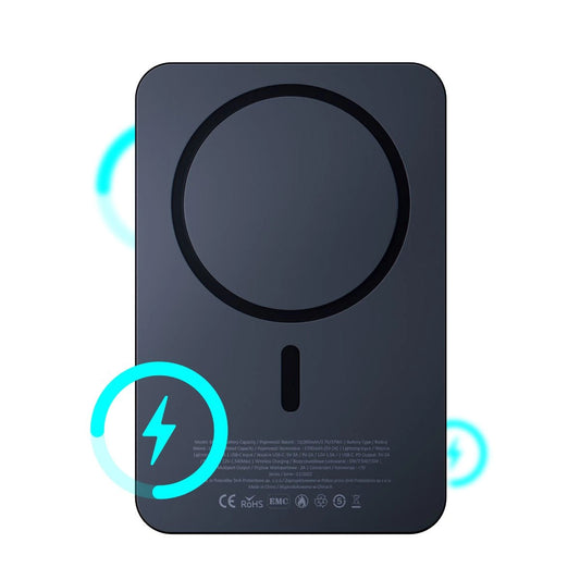 3MK MagSynergy Wireless External Battery, 5000mAh, 18W, PD + FQI, 1 x QI - 1 x USB-C, Black