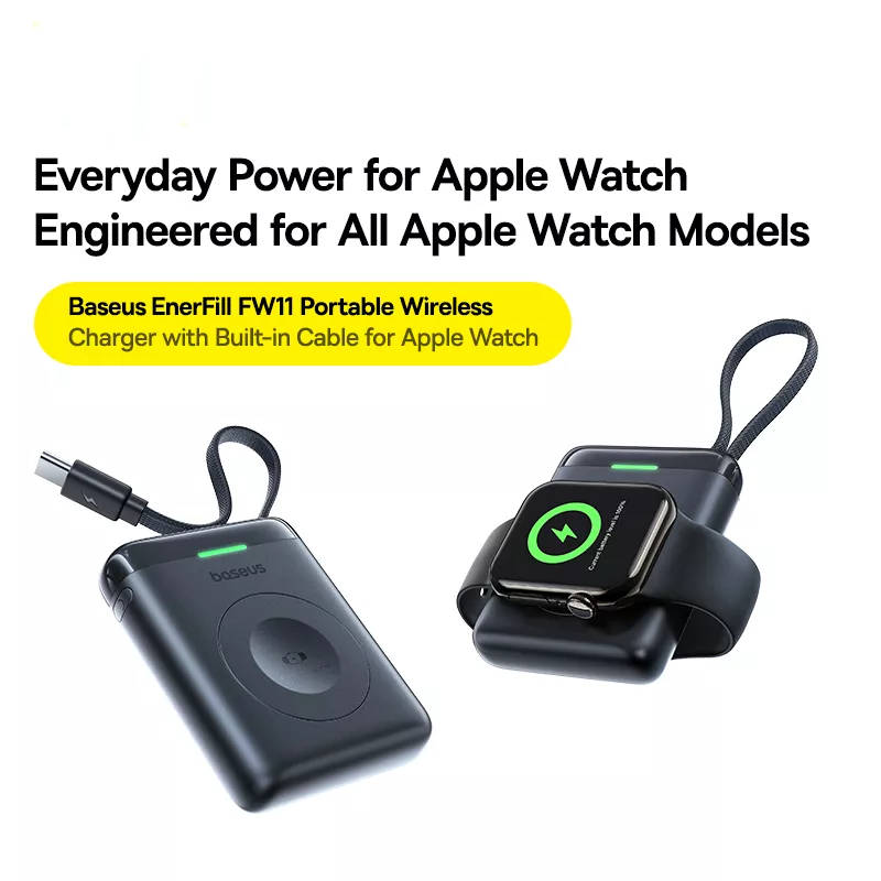 Baseus EnerFill FW11 Wireless External Battery for Apple Watch Series, 1640mAh, 5W, 1 x QI, Black E0205301