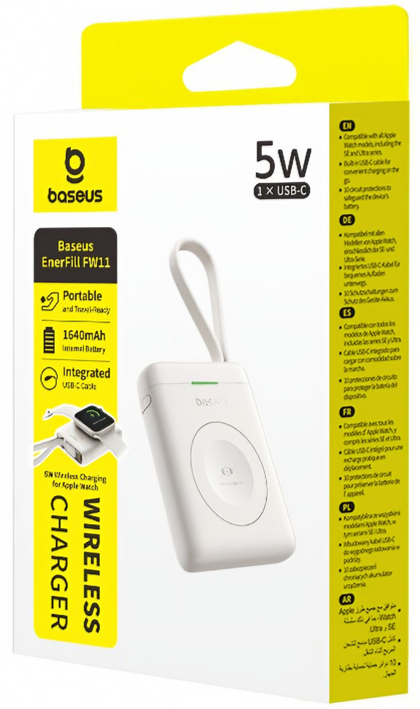Baseus EnerFill FW11 Wireless External Battery, 1640mAh, 5W, 1 x QI, White E0205302