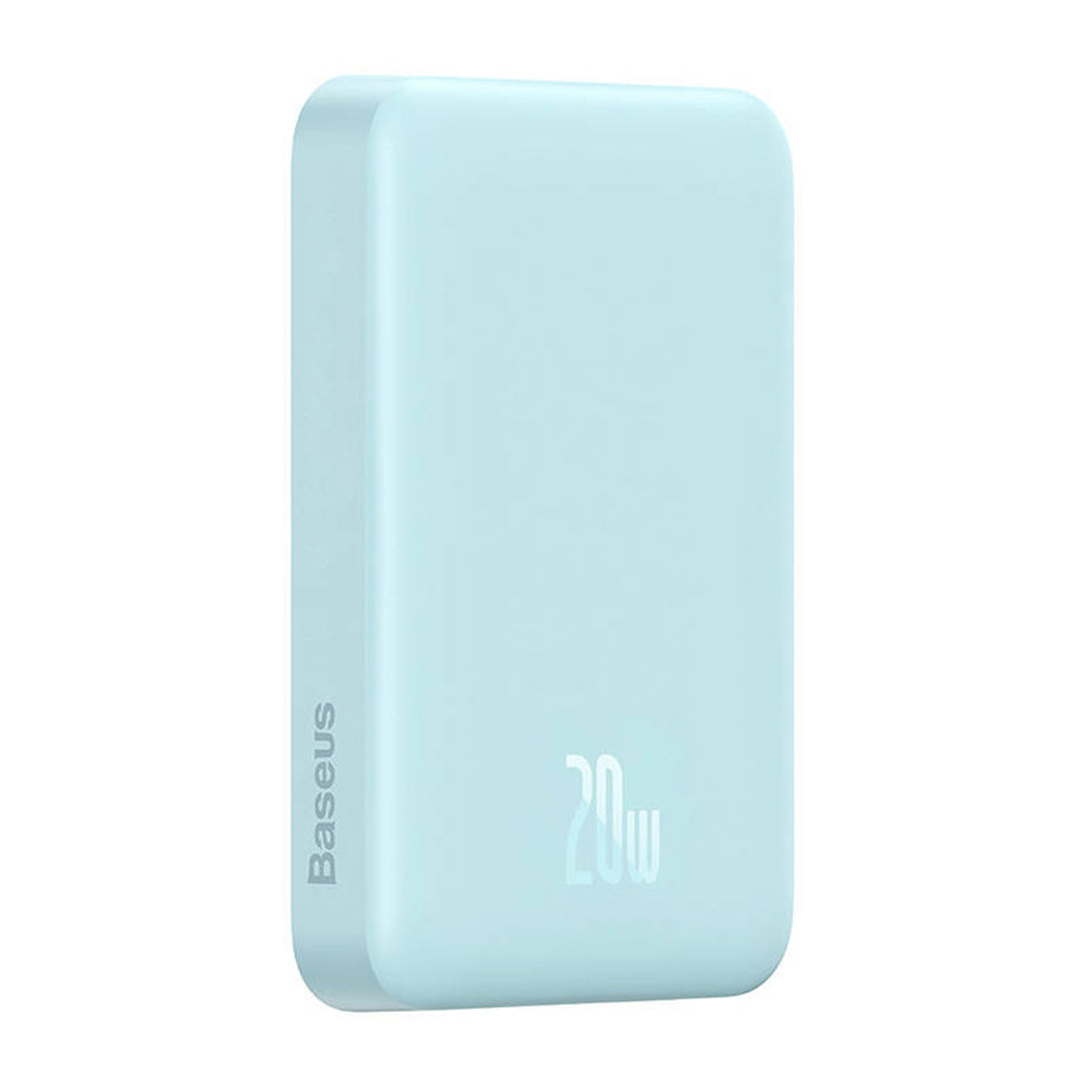 Baseus Magnetic Mini Wireless External Battery, 10000mAh, 20W, PD + FQI, 1 x QI - 1 x USB-C, Blue PPCX110103