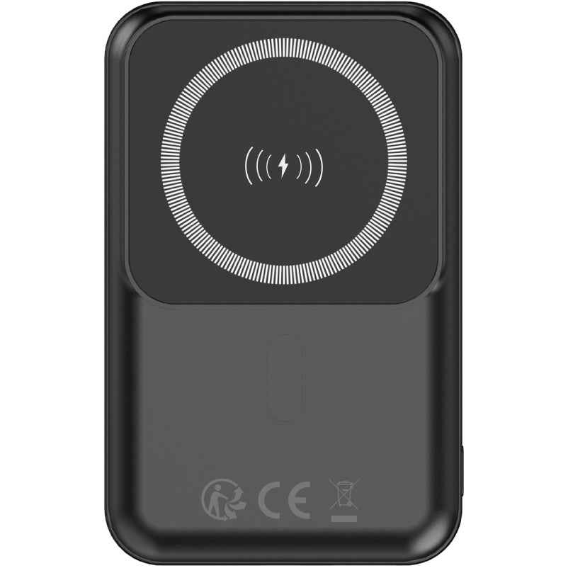 Forever MATB-100 Wireless External Battery, 10000mAh, 22.5W, QC + PD + FQI, 1 x QI - 1 x USB-A - 1 x USB-C, Black