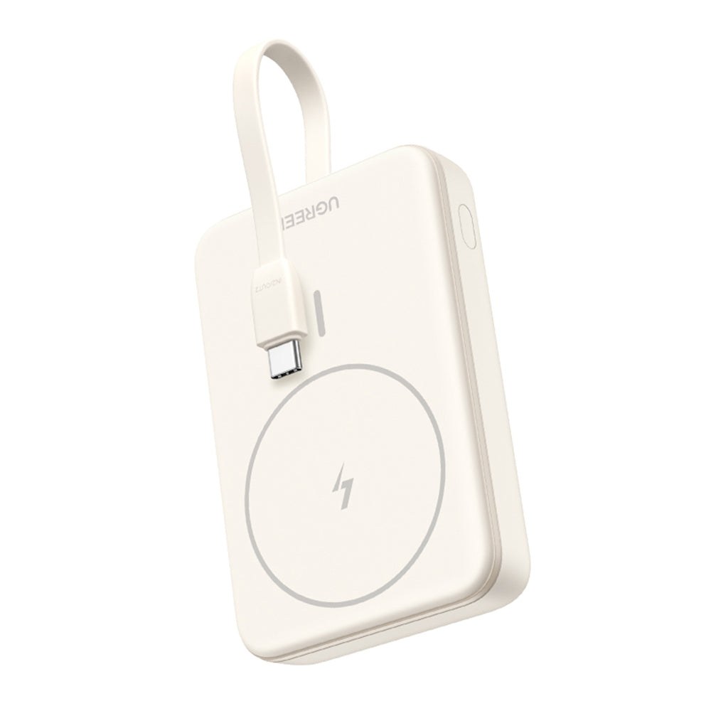 UGREEN PB760 Wireless External Battery, 10000mAh, 20W, PD + FQI, 1 x QI - 1 x USB-C, Beige