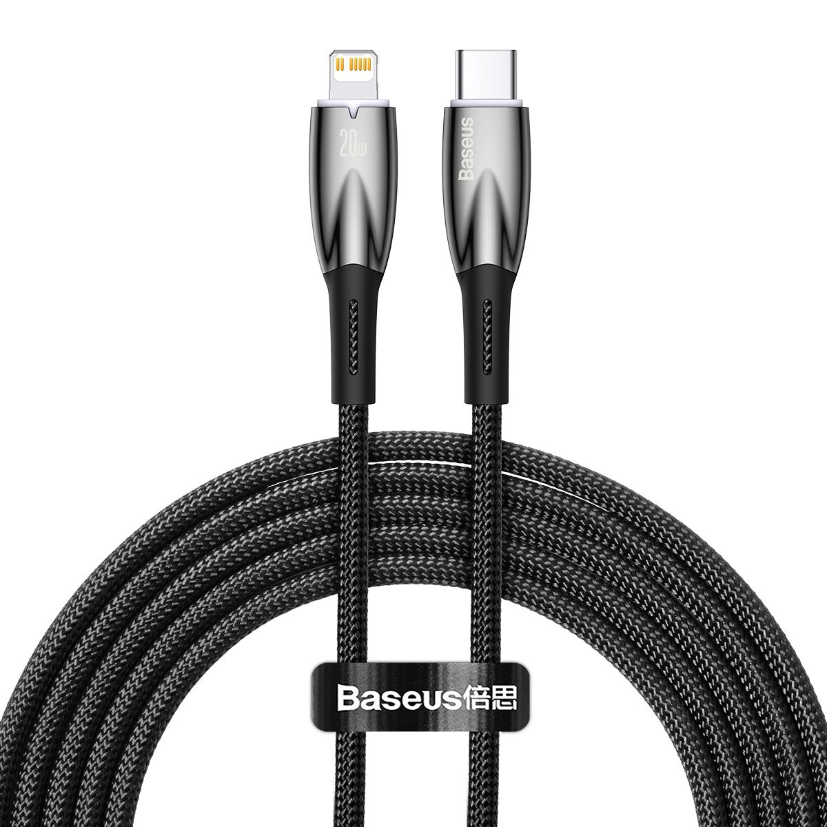 Baseus Glimmer Series USB-C - Lightning Data and Charging Cable, 20W, 2m, Black CADH00010101