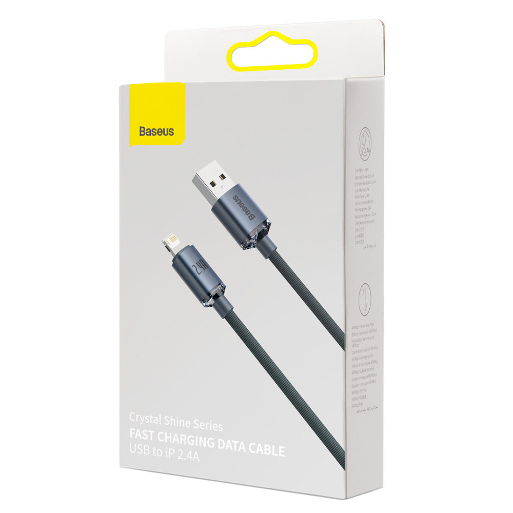 USB-A to Lightning Data and Charging Cable - Baseus Crystal Shine Series, 20W, 1.2m, Black