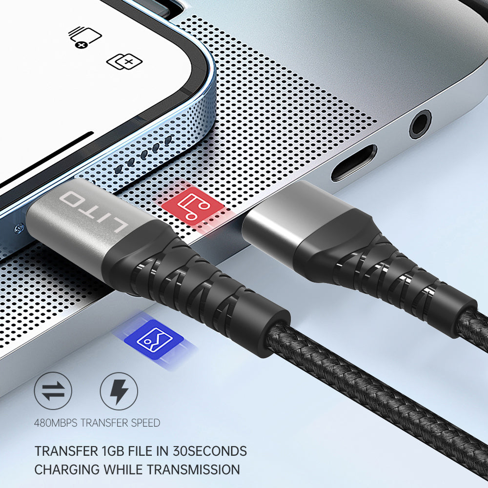 USB-A to Lightning Data and Charging Cable Lito LD08L, 18W, 1m, Black