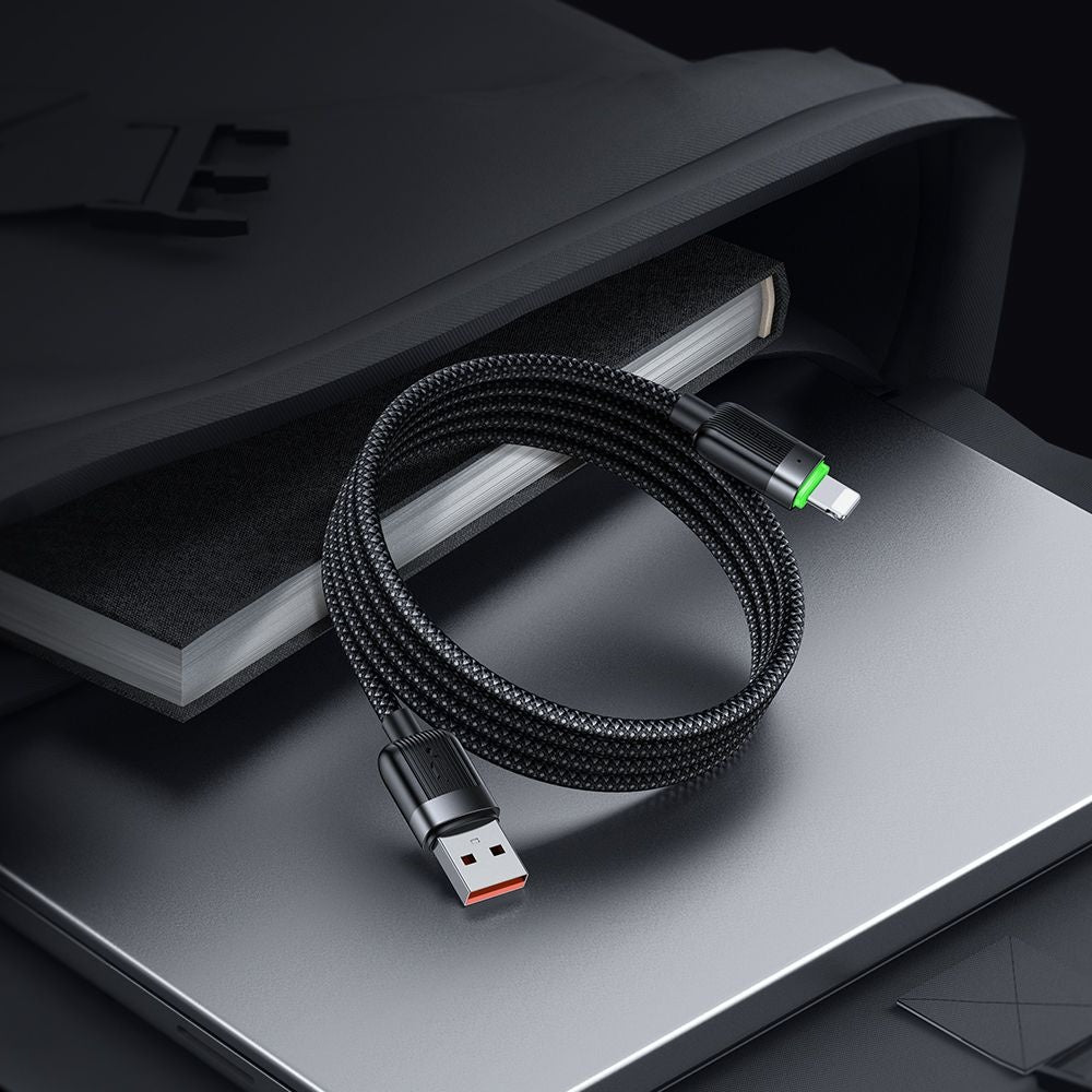 USB-A to Lightning McDodo CA-6000 Self Winding Data and Charging Cable, 18W, 1.2m, Black