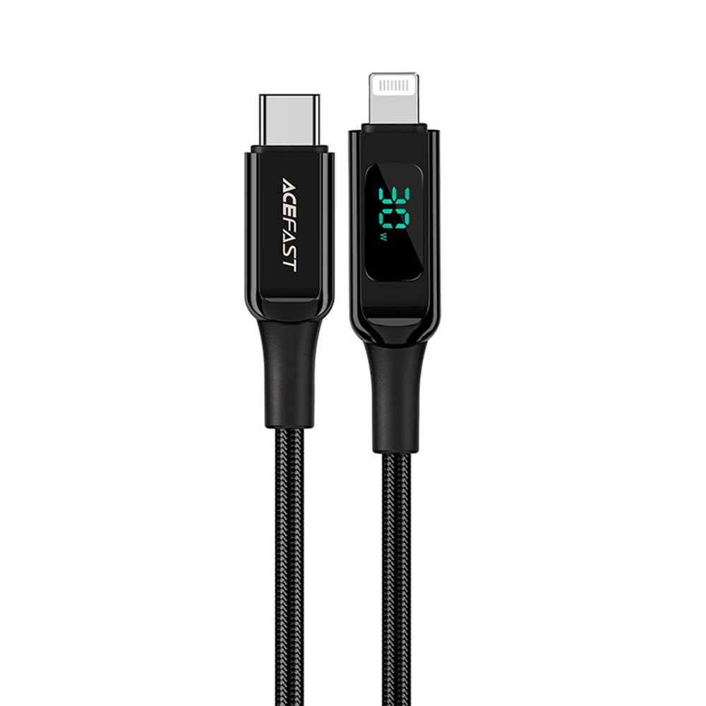 USB-C to Lightning Data and Charging Cable Acefast C6-01 Display, 20W, 1.2m, Black