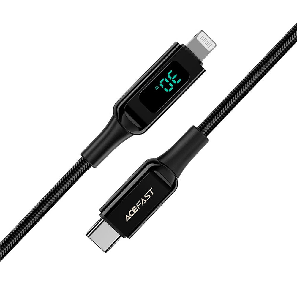 USB-C to Lightning Data and Charging Cable Acefast C6-01 Display, 20W, 1.2m, Black
