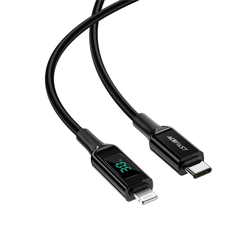 USB-C to Lightning Data and Charging Cable Acefast C6-01 Display, 20W, 1.2m, Black