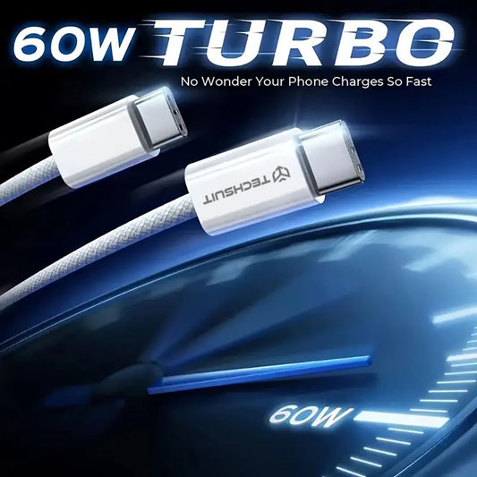 USB-C Data and Charging Cable - USB-C Techsuit PCB114D, 60W, 1m, Gray