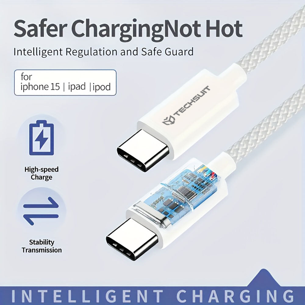USB-C Data and Charging Cable - USB-C Techsuit PCB114D, 60W, 1m, Pink