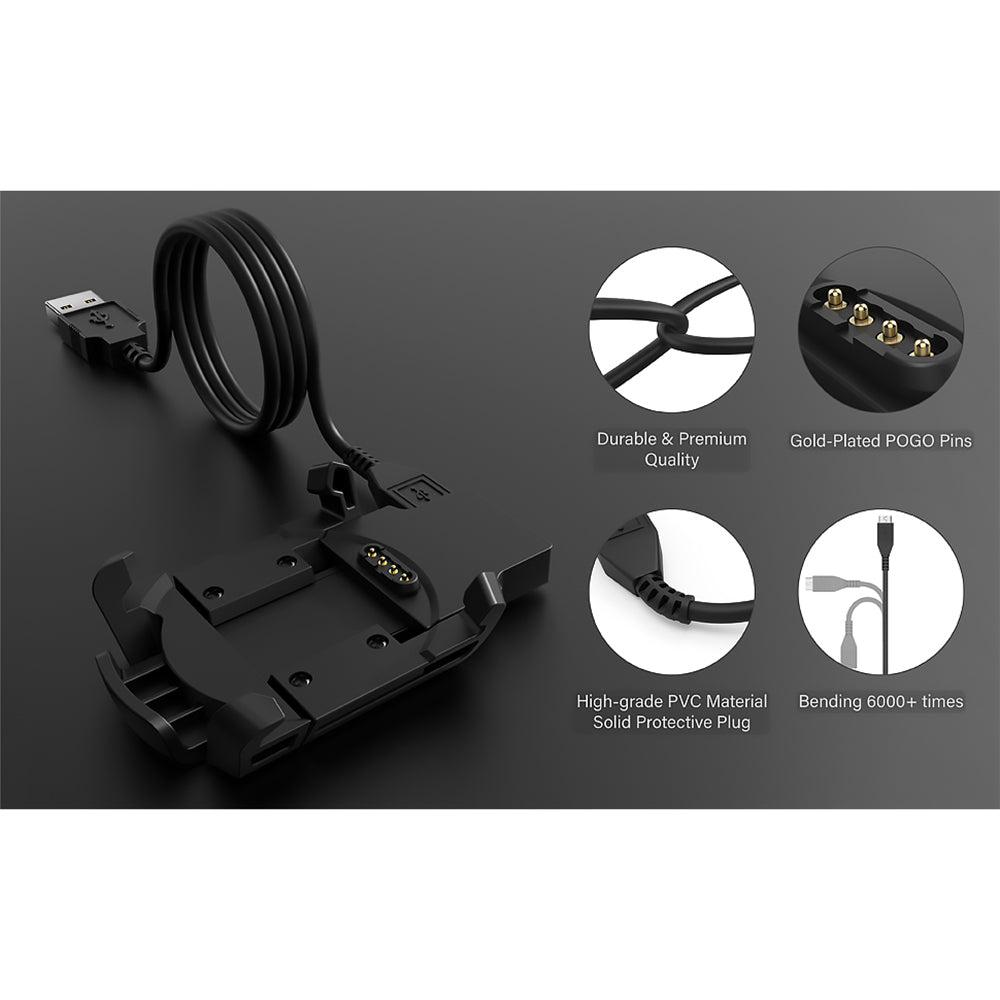 Techsuit TGC5 Charging Cable for Garmin Fenix 3 Sapphire / 3 HR / 3, USB-A, Black