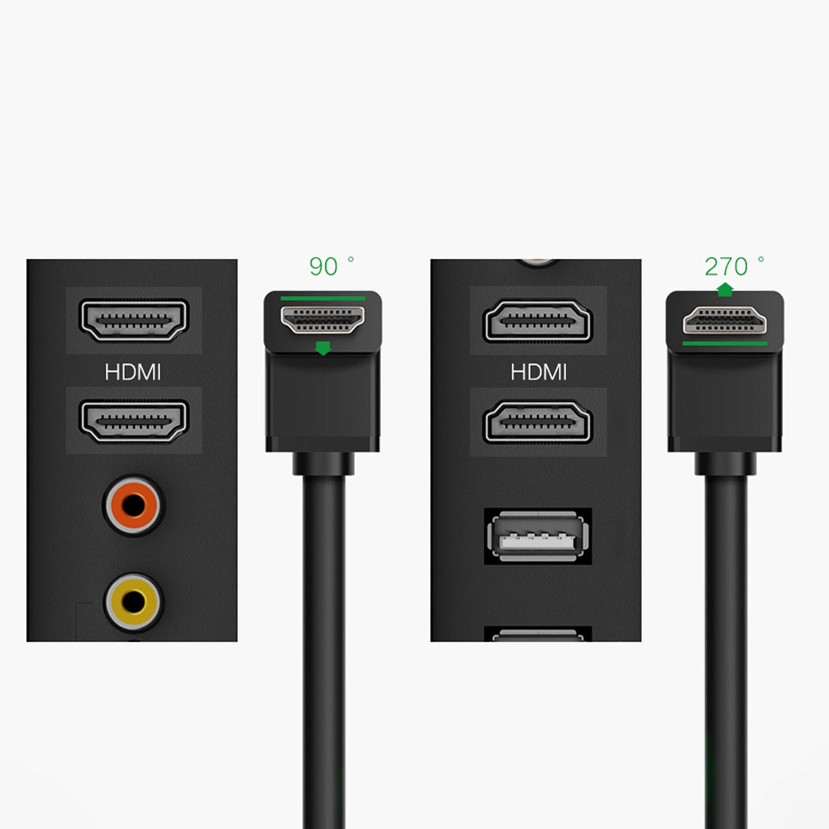 Video Cable UGREEN Angled, HDMI - HDMI, 4K, 1m, Black