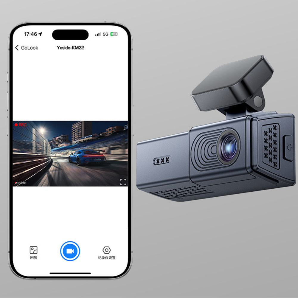 Yesido KM22 Car Camera, 1080P, Wi-Fi, Black