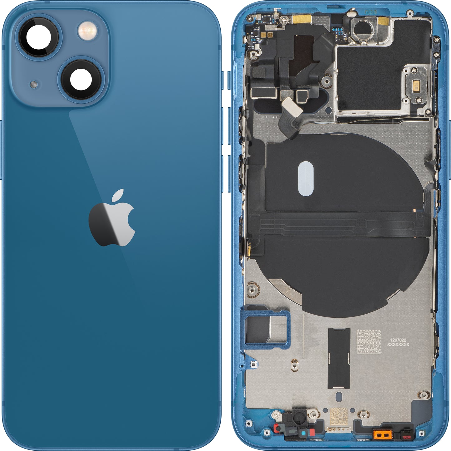 Apple iPhone 13 mini Battery Cover, With Middle Frame, Blue, Swap