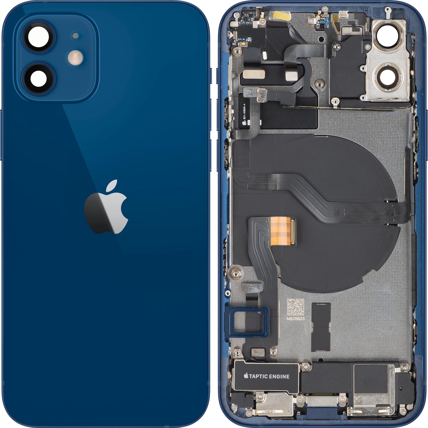 Apple iPhone 12 Battery Cover, With Middle Frame, Full Parts, Blue, Swap