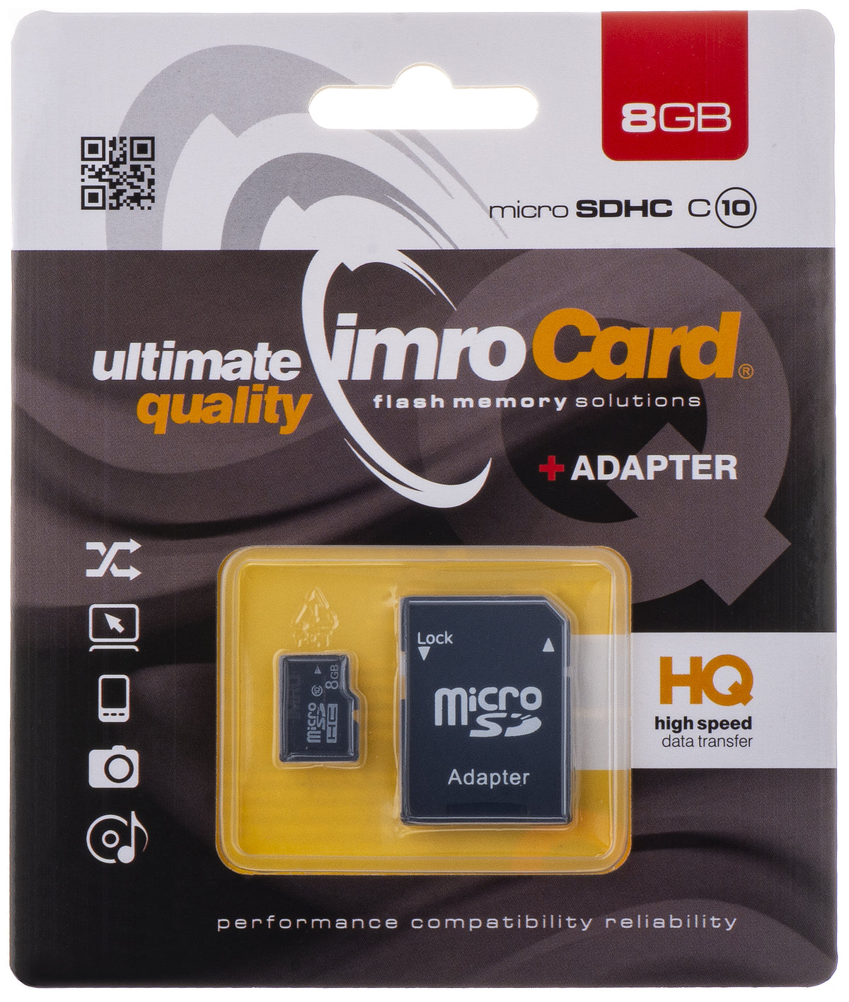 Imro microSDHC Memory Card, 8Gb, Class 10, With Adapter