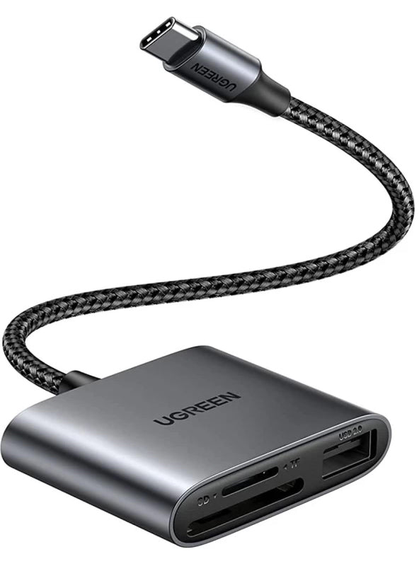 UGREEN CM387 USB-C Card Reader, USB-A (OTG) - SD - microSD, Black