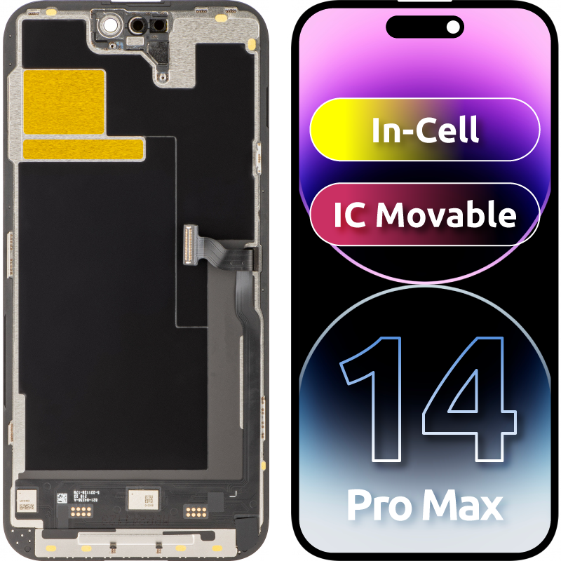JK Touchscreen Display for Apple iPhone 14 Pro Max, with Frame, Movable In-Cell IC LCD Version, Black