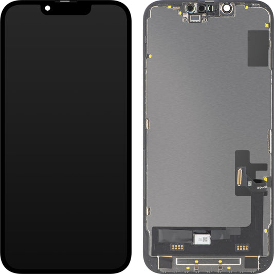 MP Touchscreen Display compatible with Apple iPhone 14, with Frame, Soft OLED FHD Diagnostic Version, Black