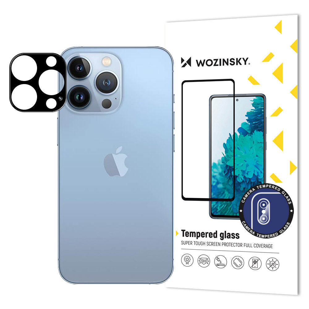 WZK Rear Camera Protection Film for Apple iPhone 15 Pro Max, Tempered Glass, Black