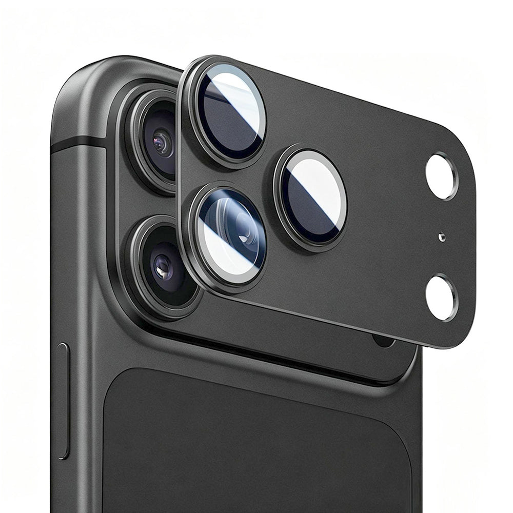 Blueo Integrated Metal Rear Camera Protector for Apple iPhone 18 Pro Max, Tempered Glass, Black