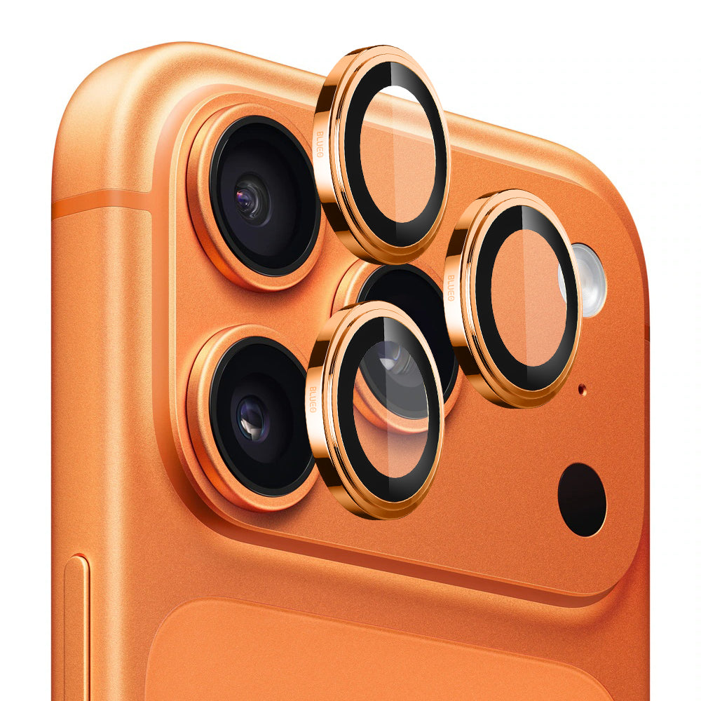 Blueo Sapphire Crystal Rear Camera Protection Film for Apple iPhone 17 Pro Max / 17 Pro, Tempered Glass, Orange