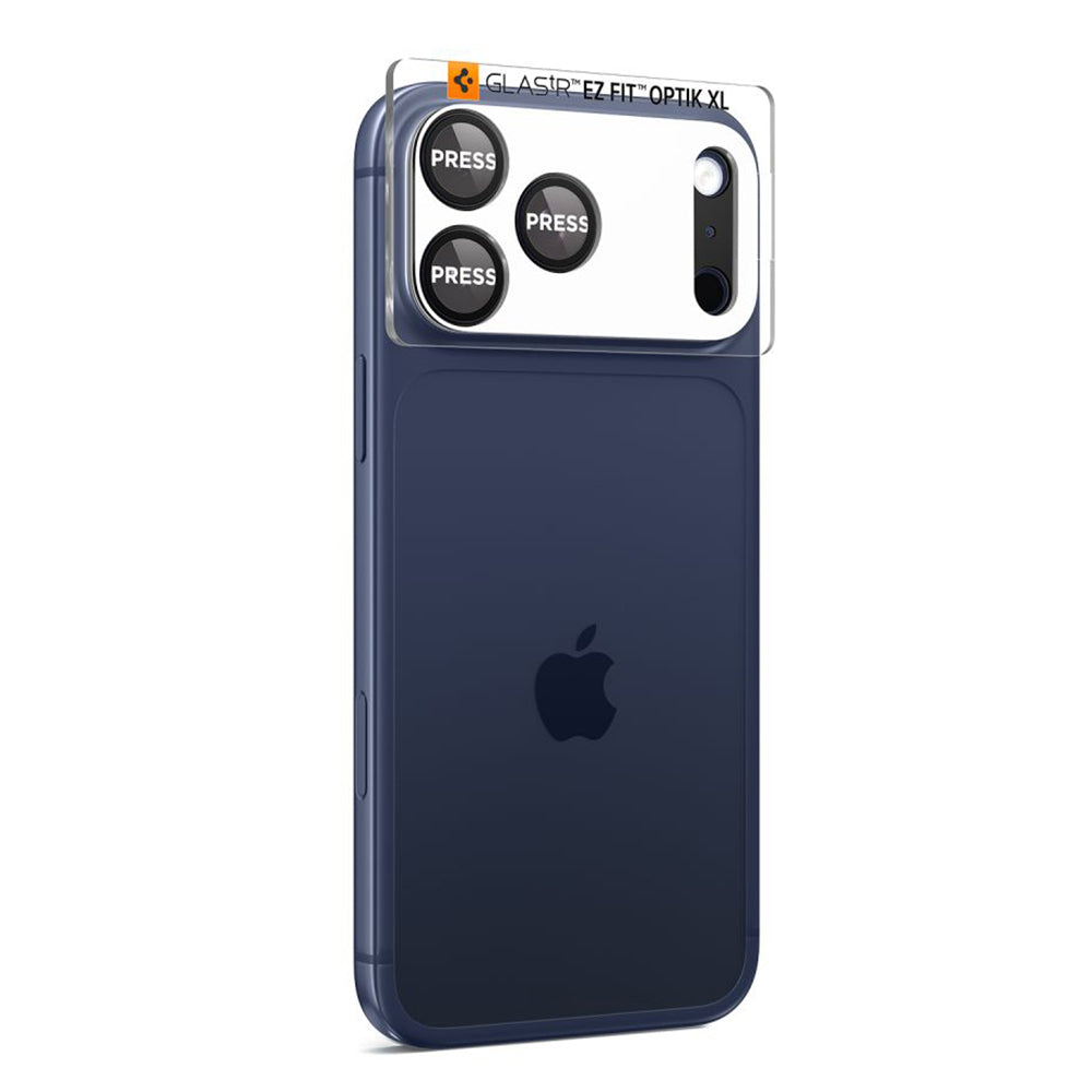 Back Camera Protection Film Spigen GlastR EZ FIT Optik Pro XL for Apple iPhone 17 Pro, Tempered Glass, Black AGL10644