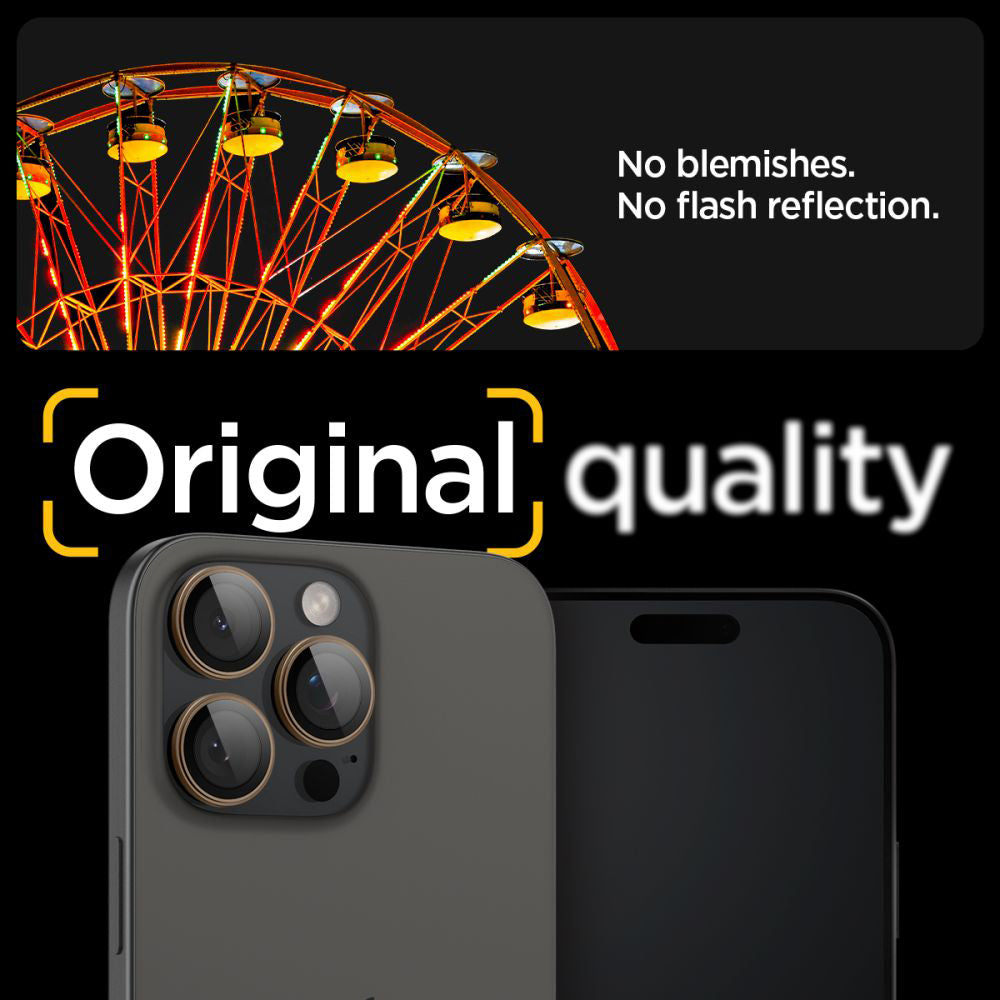 Spigen GlastR EZ FIT Optik Pro Rear Camera Protector for Apple iPhone 16 Pro, Tempered Glass, Set of 2 pieces, Bronze AGL08862