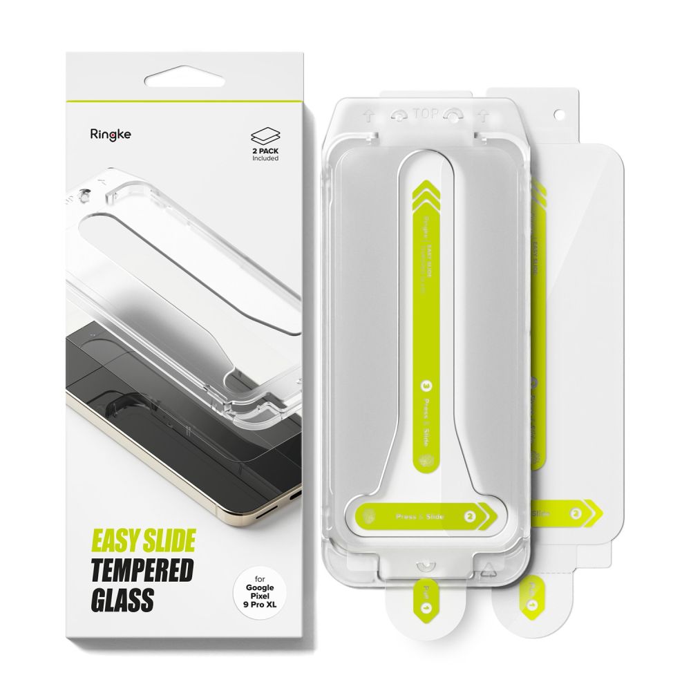Ringke Easy Slide Screen Protector for Google Pixel 9 Pro XL, Tempered Glass, Full Glue, Set of 2 Pieces