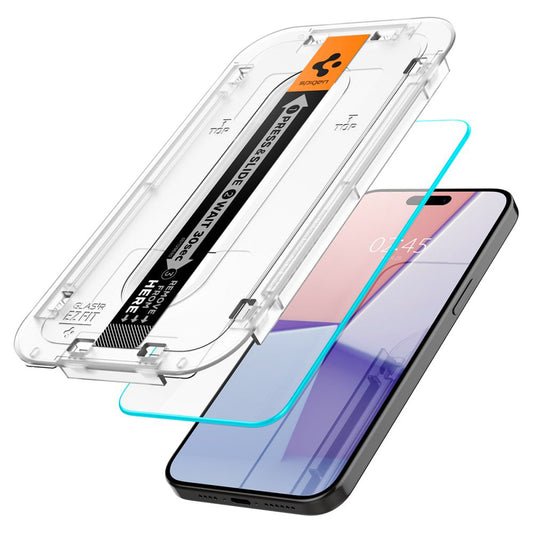 Spigen GlastR EZ FIT Screen Protector for Apple iPhone 15 Pro Max, Tempered Glass, Full Glue, Set of 2 pieces AGL06872