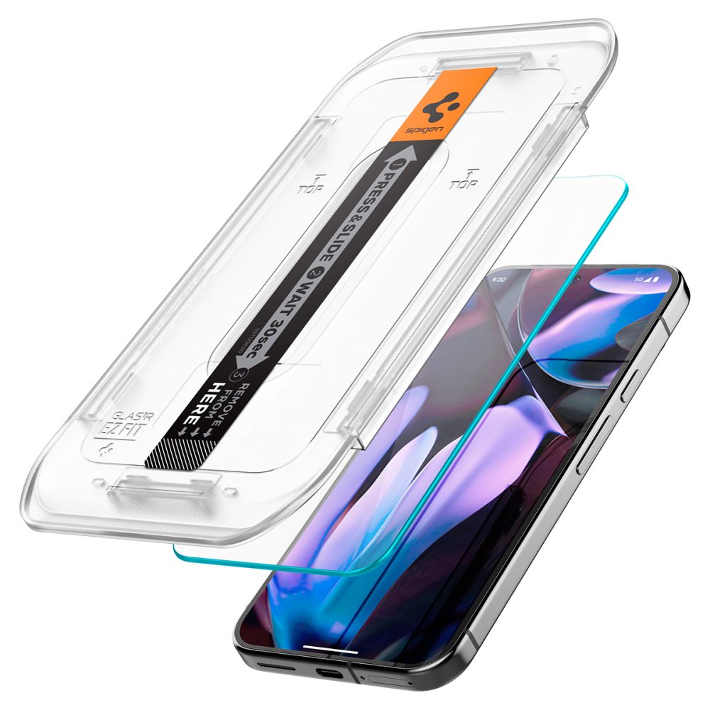 Spigen GlastR EZ FIT Screen Protector for Google Pixel 9 / 9 Pro, Tempered Glass, Full Glue, 2-Piece Set, 2.5D AGL08442