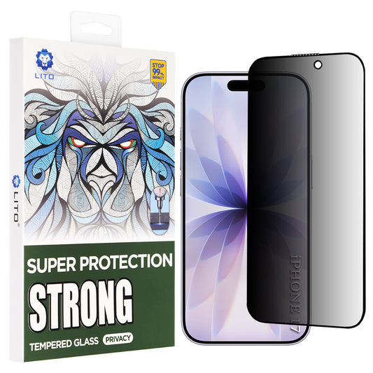 Privacy Screen Protector Lito D+ Max Strong for Apple iPhone 17 / 16 Pro, Tempered Glass, Full Glue