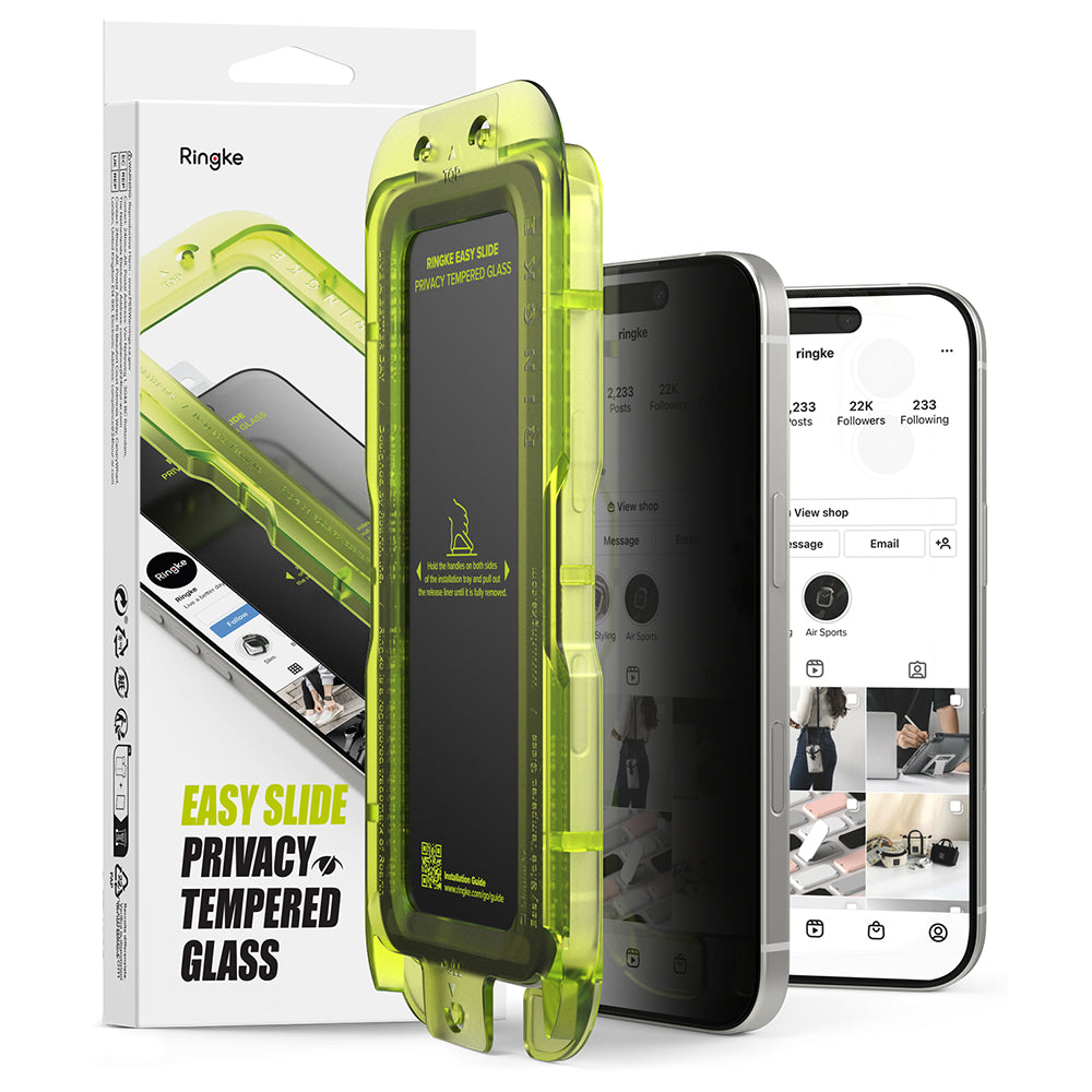 Privacy Screen Protector Ringke Easy Slide for Apple iPhone 18 Pro Max / 17 Pro Max, Tempered Glass, Full Glue, Set of 2 pieces