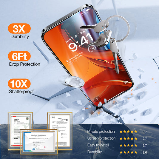 Privacy Screen Protector Torras GlassGo Epic for Apple iPhone 15 Pro Max, Tempered Glass, Full Glue