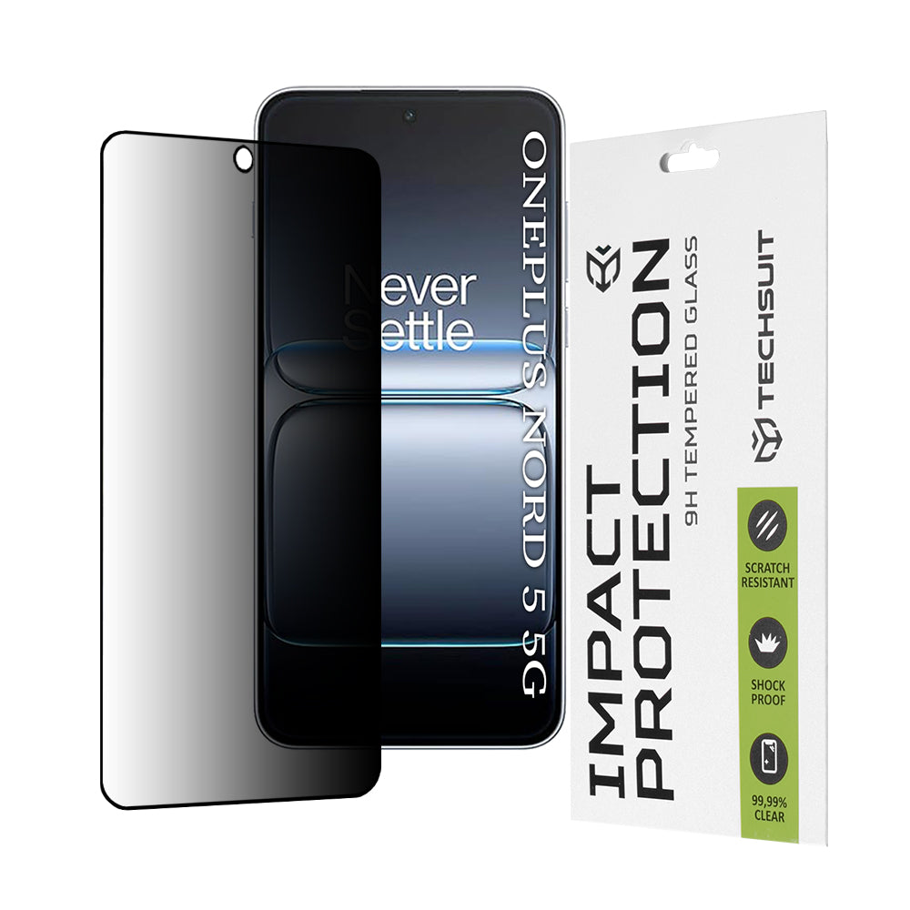 Privacy Techsuit Screen Protector for OnePlus Nord 5, Tempered Glass, Full Glue, 111D