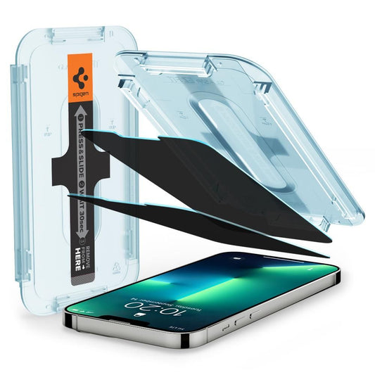 Spigen GlastR EZ FIT Privacy Screen Protector for Apple iPhone 17e / 16e / 14 / 13 Pro, Tempered Glass, Full Glue, Set of 2 pieces AGL03388