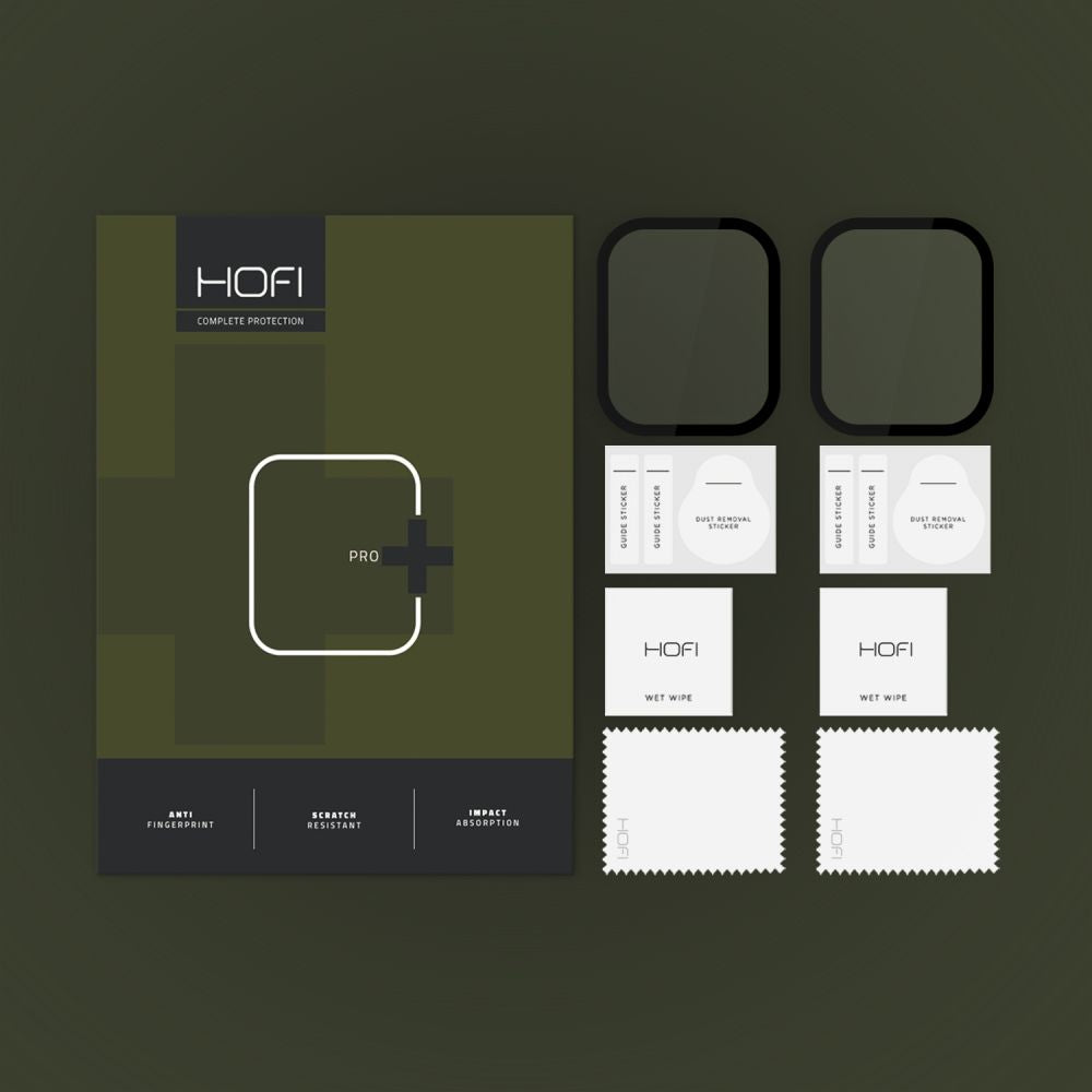 HOFI Hybrid PRO+ Protection Film for Apple Watch 41mm Series, Set of 2 pieces, Plastic, Black