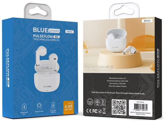 Handsfree Bluetooth Blue Power BPX33, TWS, White