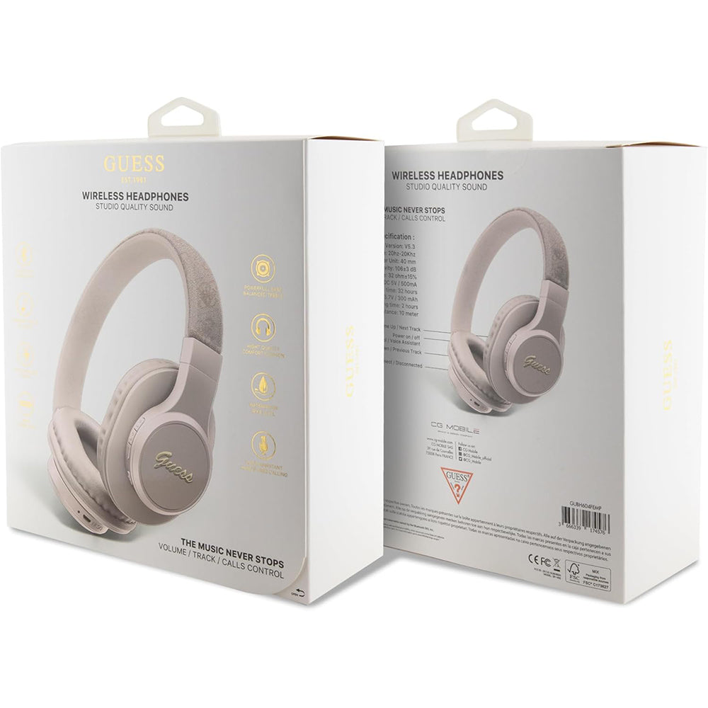 Handsfree Bluetooth Guess 4G Tone on Tone Script Logo, A2DP, Pink